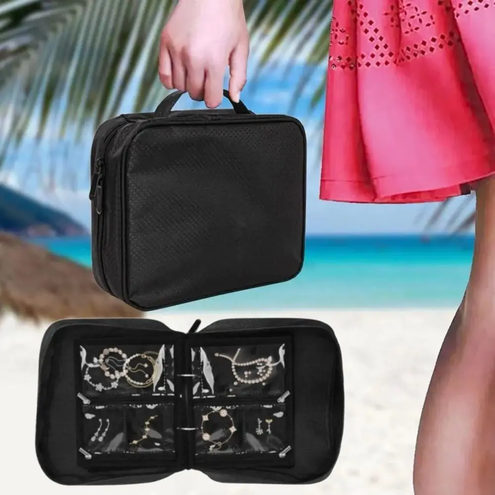 

Transparent PVC Jewelry Display Bag Multi-Layer Zipper Necklace Ring Packing Bag Storage Case Portable Earrings Organizer