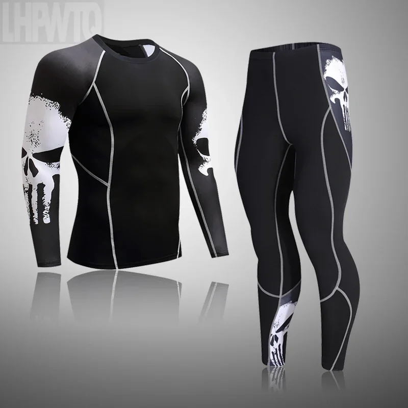 

Men's Thermal Underwear Sets Compression Sport Suit Winter Skull Ski Underwear Men Clothing Long Johns Sets Sweat Quick Drying