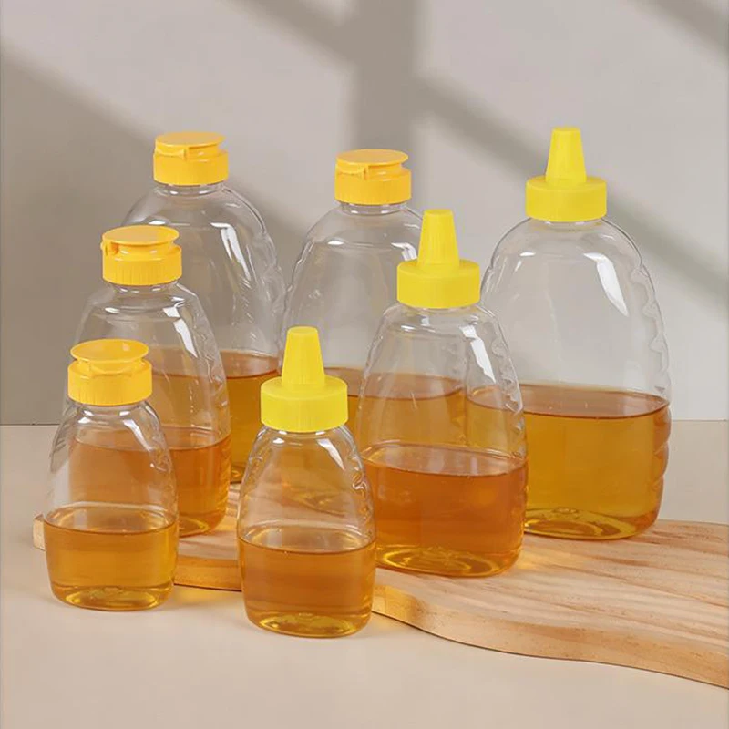 Plastic Honey Squeeze Bottle Condiment Ketchup Dispensers Flip Cap Refillable Syrup Jars Leakproof Containers Squeezable Bottles