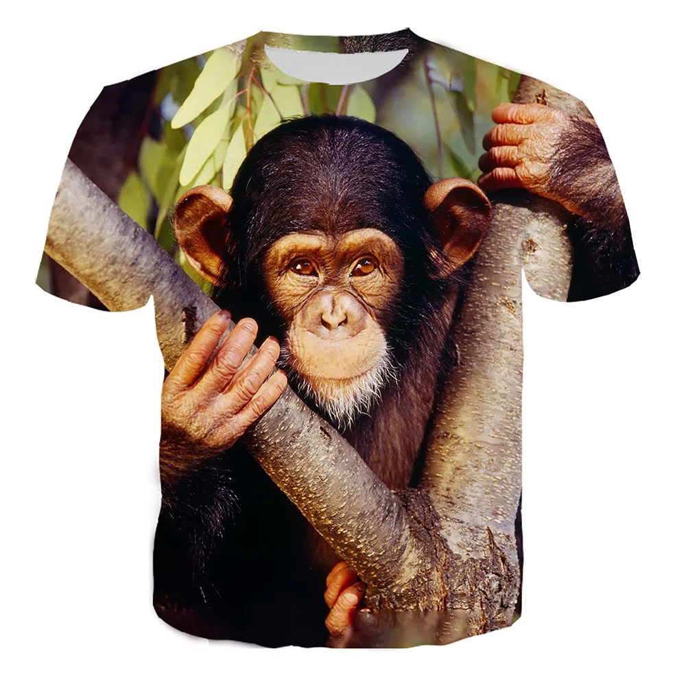 Summer Creative Fashion Personalized 3D Printing Fun Monkey Pattern Casual Comfortable Short Sleeve Top