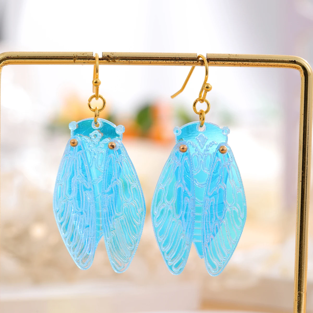 Fashion Luna Moth Acrylic Earrings Cute Moth Wings Earrings Women Girls Summer Vacation Jewelry