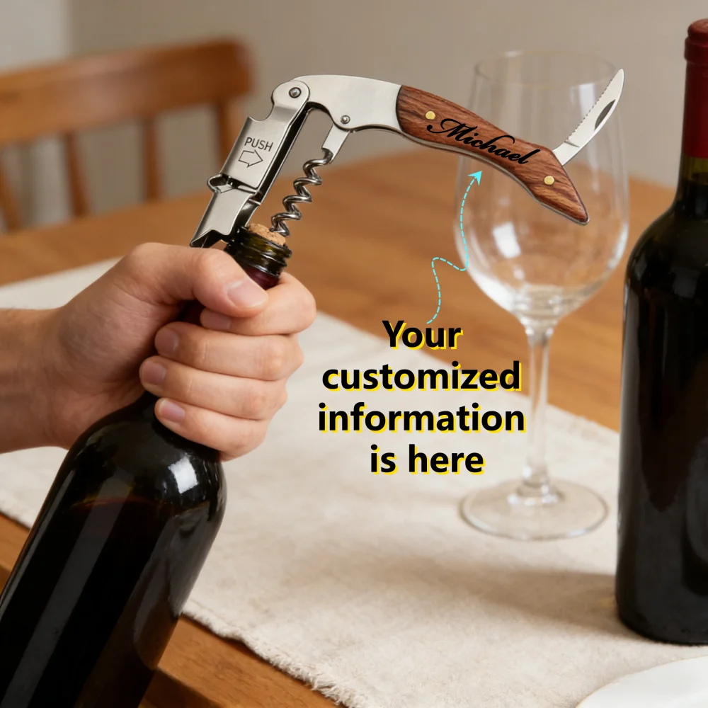 

Customized Bottle Opener 3-In-1 Portable Bottle Opener Personalized Engraving Of Text And Logo Beer Wine And Red Wine Opener
