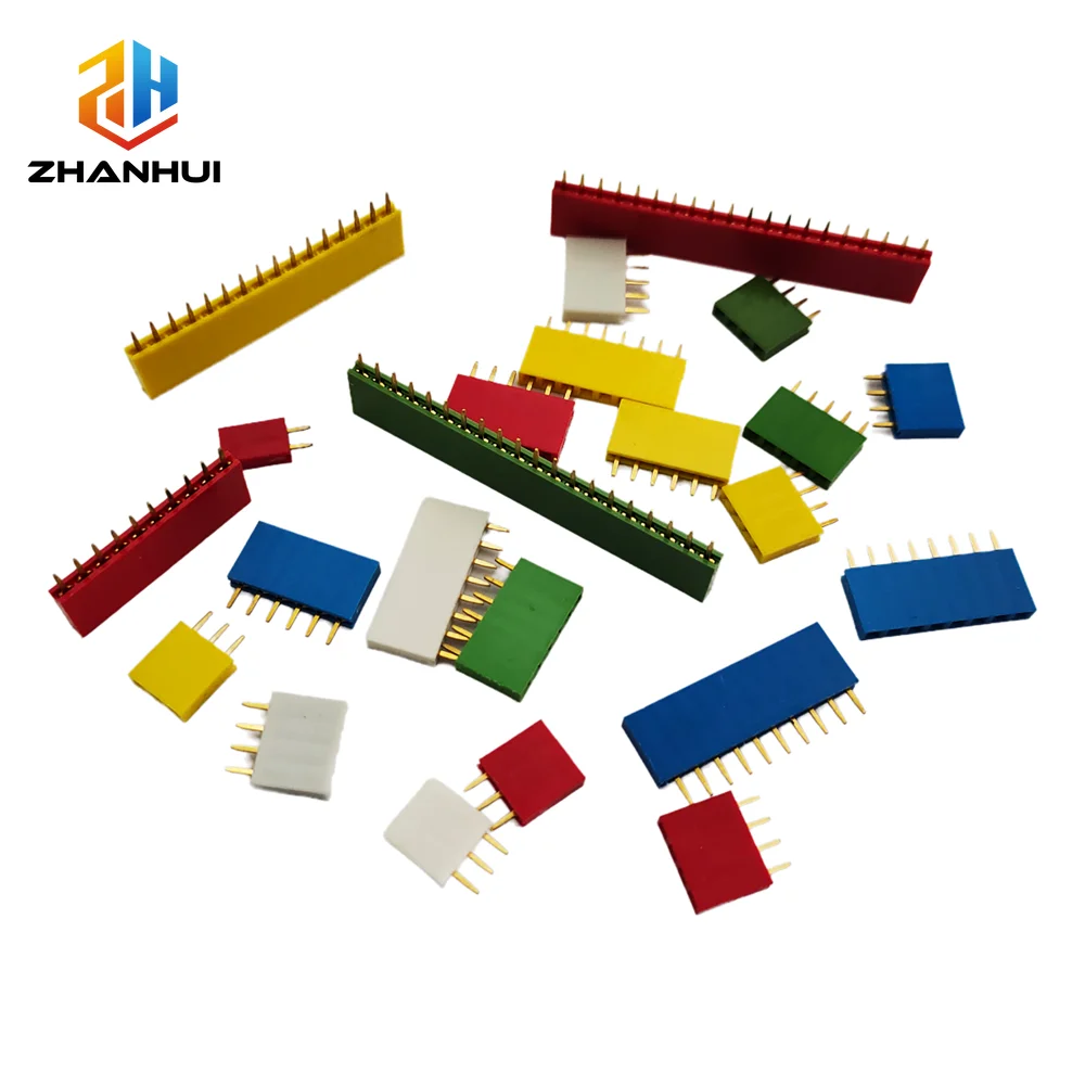 10PCS Colourful Single Row Female Pin Header - 2.54MM Pitch 2P-40P Socket Connector for PCB Projects