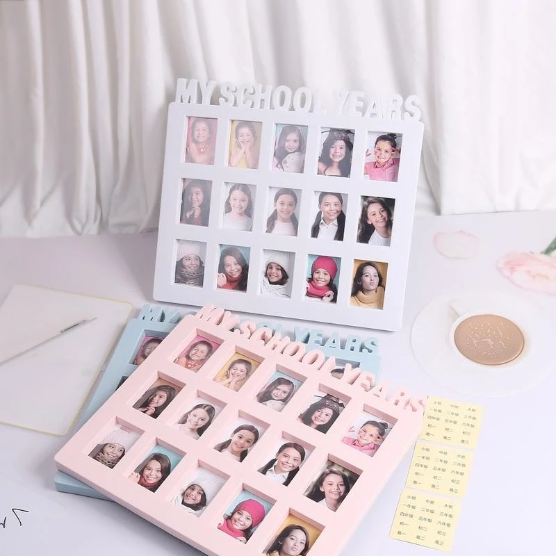 M76C سنوات المدرسة صورة لحظة الطالب إطار تذكار للأطفال الحرم الجامعي 15 صورة عرض إطار مجمعة هدية ذاكرة الأطفال