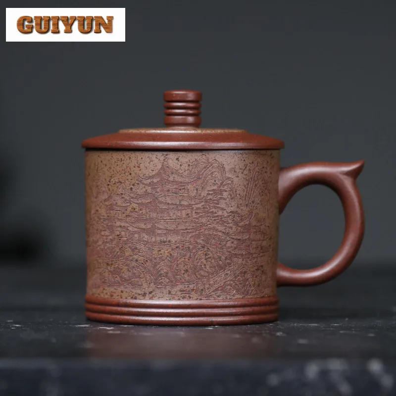 

450ml Yixing Purple Clay Purple Mud With Lid Coffee Mug Milk Cup Afternoon Tea Mug Personal Office Water Cup Teaware Collection