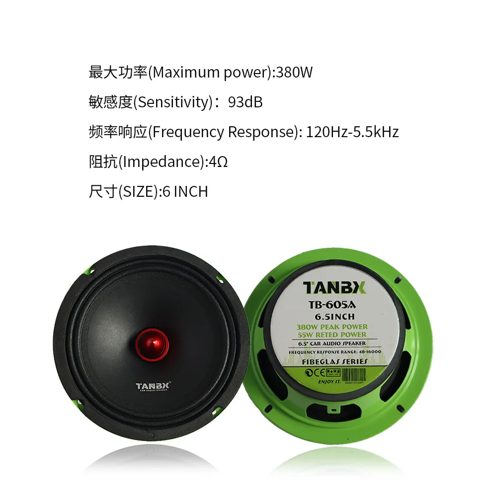 New Car Audio 6.5-inch Mid-Bass Speaker, Car Speaker Box, Audio System Upgrade, Universal Car Door Speaker(1pcs speaker)