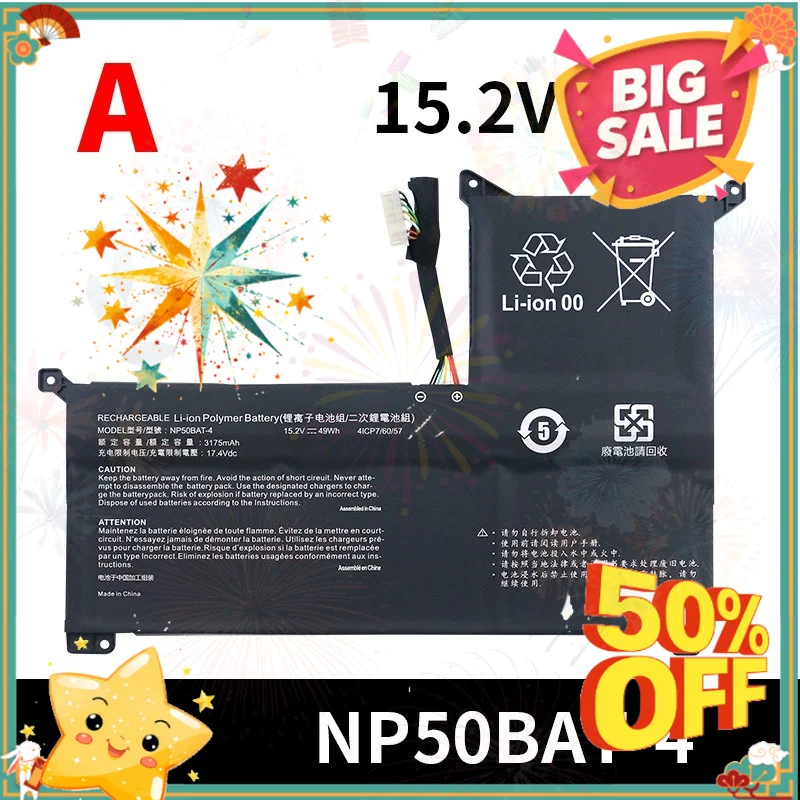 SWZY NP50BAT-4-73 NP50BAT-4 NP50BAT-4-54 New Laptop Battery F117-7 XM Focus 16 G7 KE X15 AT23 for Clevo TX8R9 TX9R9 NP70 NP7861C