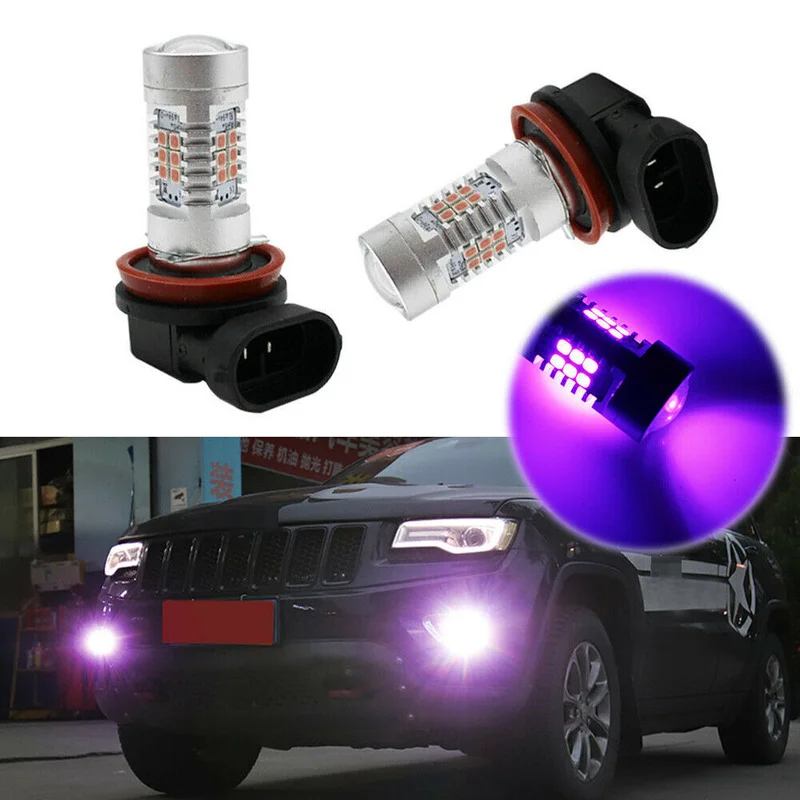 2PCS Pink Purple H11/H8 LED Fog Driving Lights Foglight DRL Bulb Lamps Universal Auto Car Light Accessories Car Products