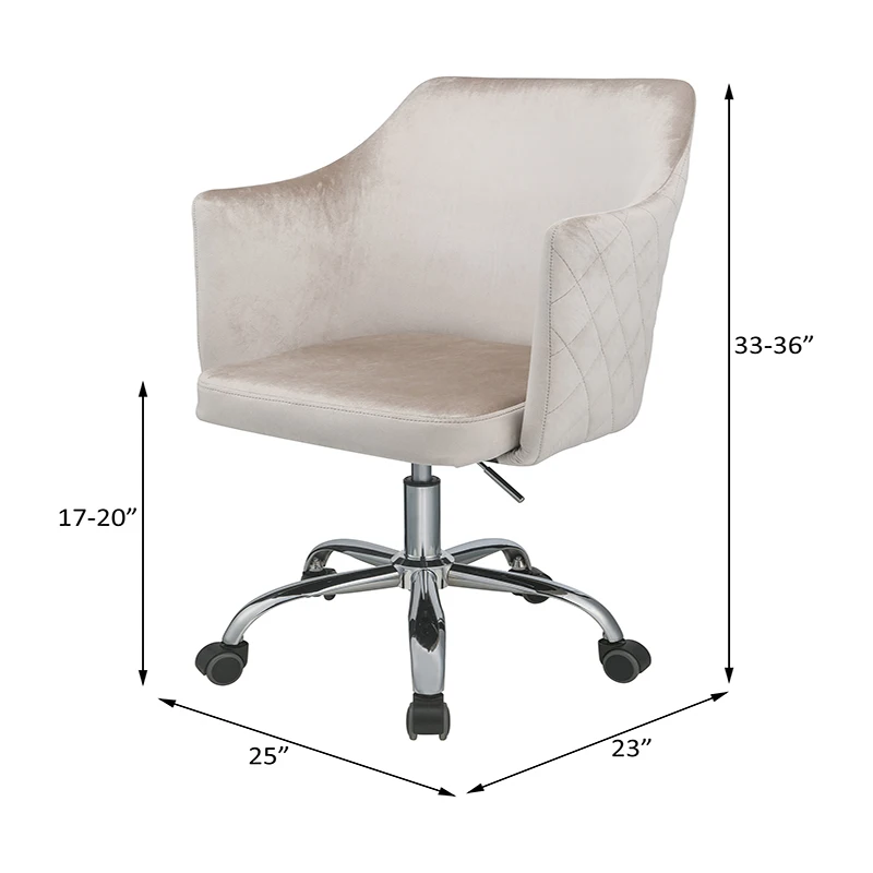 ACME Cosgair Office Chair in Champagne Velvet & Chrome 92506 On-Site