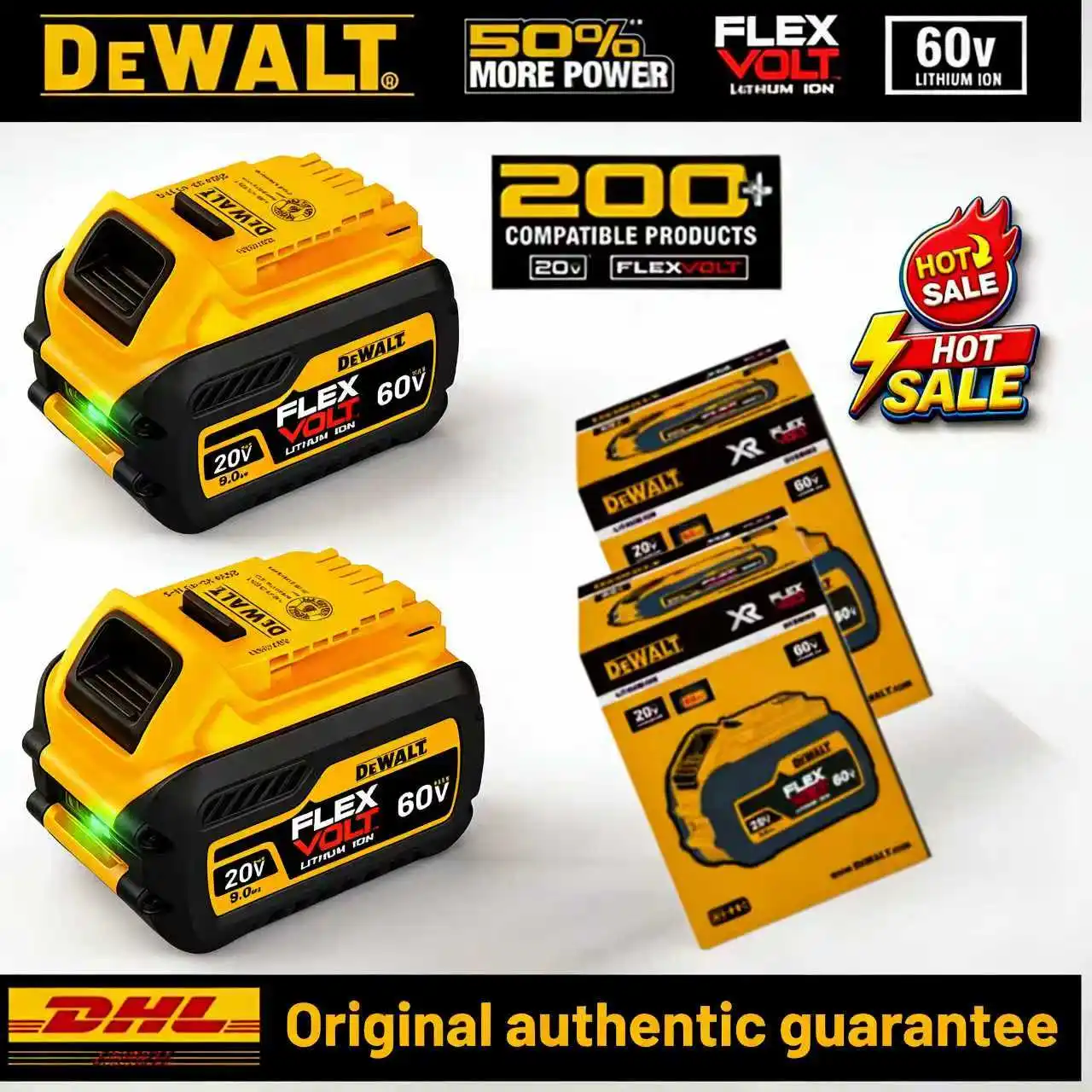 6.0Ah Original Dewalt 20V/60V Battery For Dewalt DCB206 DCB205 DCB200 DCF887 DCG405 DCD791 DCF922 DCF850 DCD805 Tool Battery.