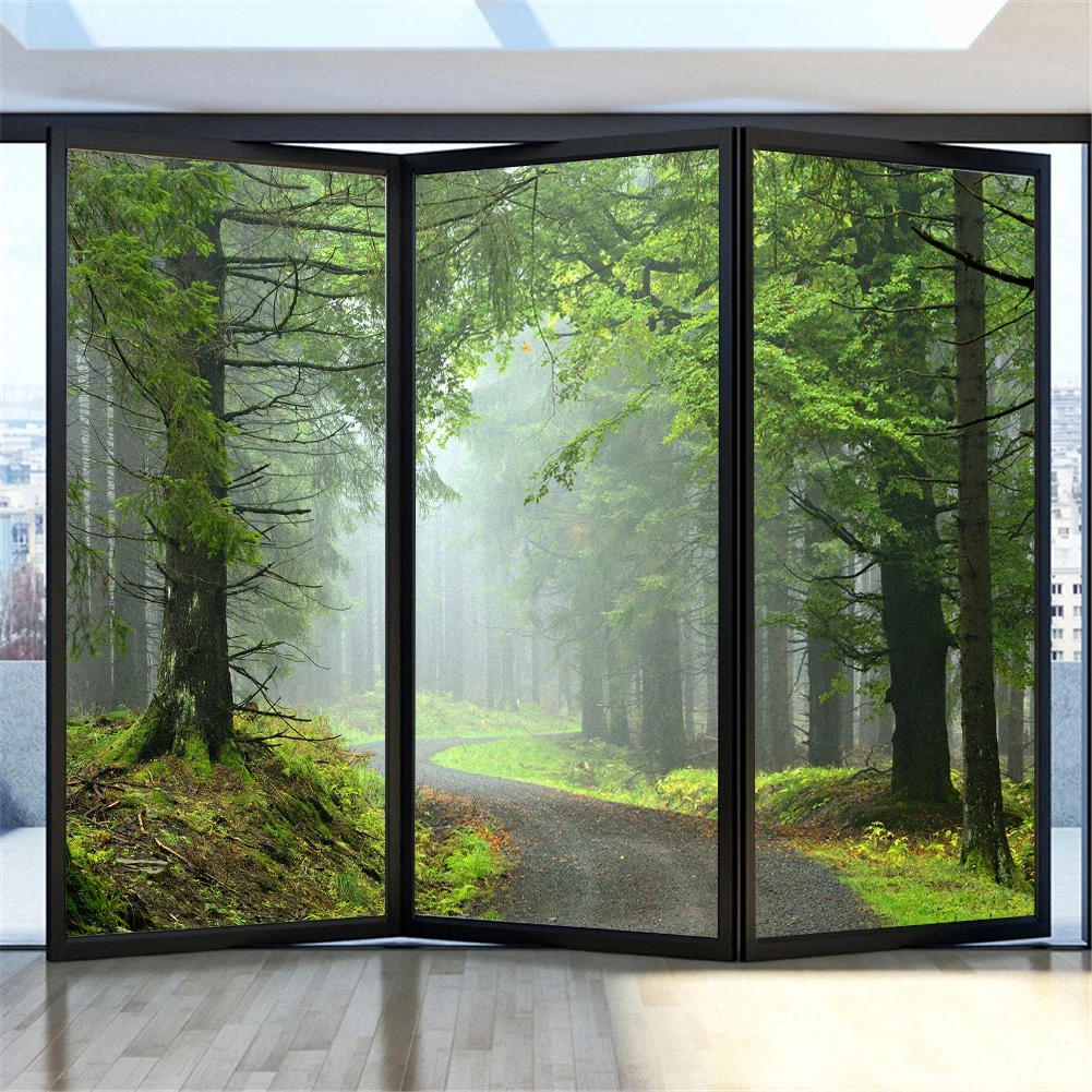 

Opaque Window Film Privacy Foggy Forest Frosted Glass Sticker Heat Insulation and Anti UV Blocking Static Cling sticker for Home