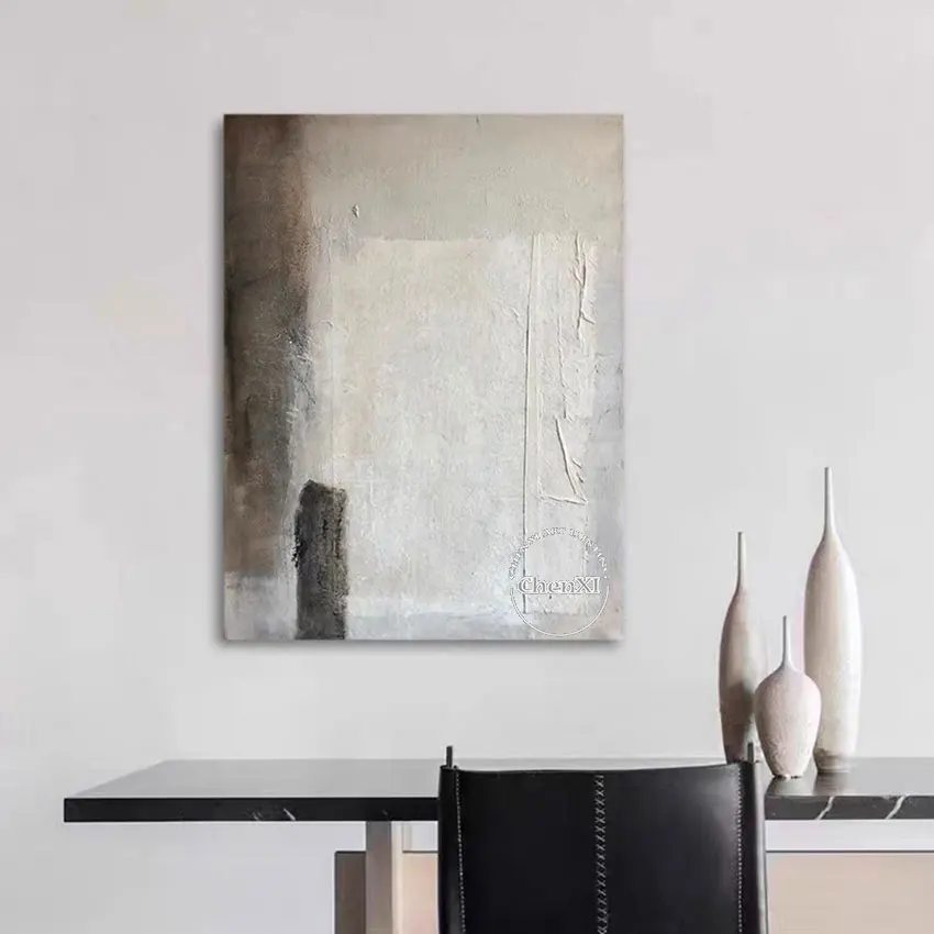 

Large Modern Abstract Paintings for Home Decor, Luxury Canvas Wall Art, Pure Handmade Simple Gray Oil Painting, Murals Artwork