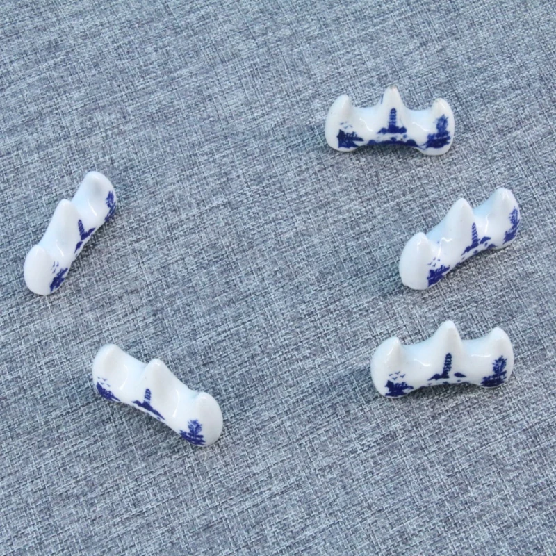Small Blue and White Porcelain Brush Rest, Fork-shaped Brush Holder, Stationery for Calligraphy and Painting