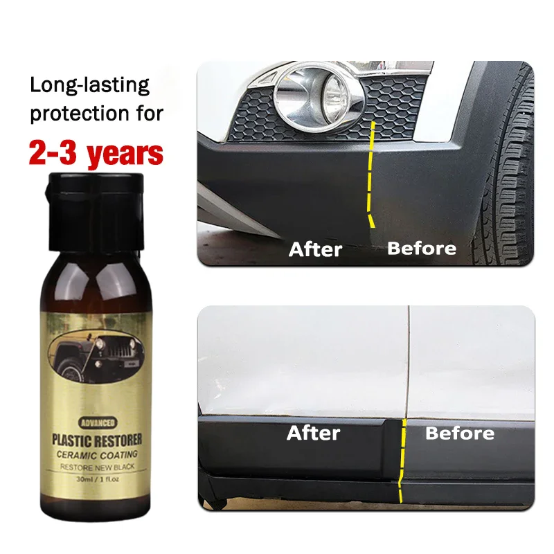 Car Plastic Restorer Ceramic Coating Back To Black Long-Lasting Protect Repair Whitening Black Shine Plastic Trim Rubber Care