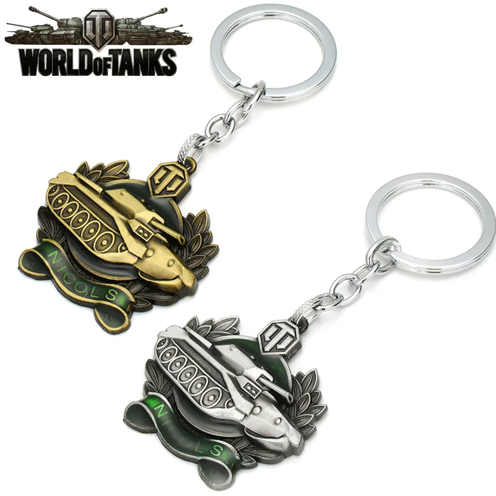 Vintage World of Tanks Enamel Keychain for Men WOT Metal 3D Tank Bullet Model Key Ring Car Bags Key Finder Collectible Jewelry