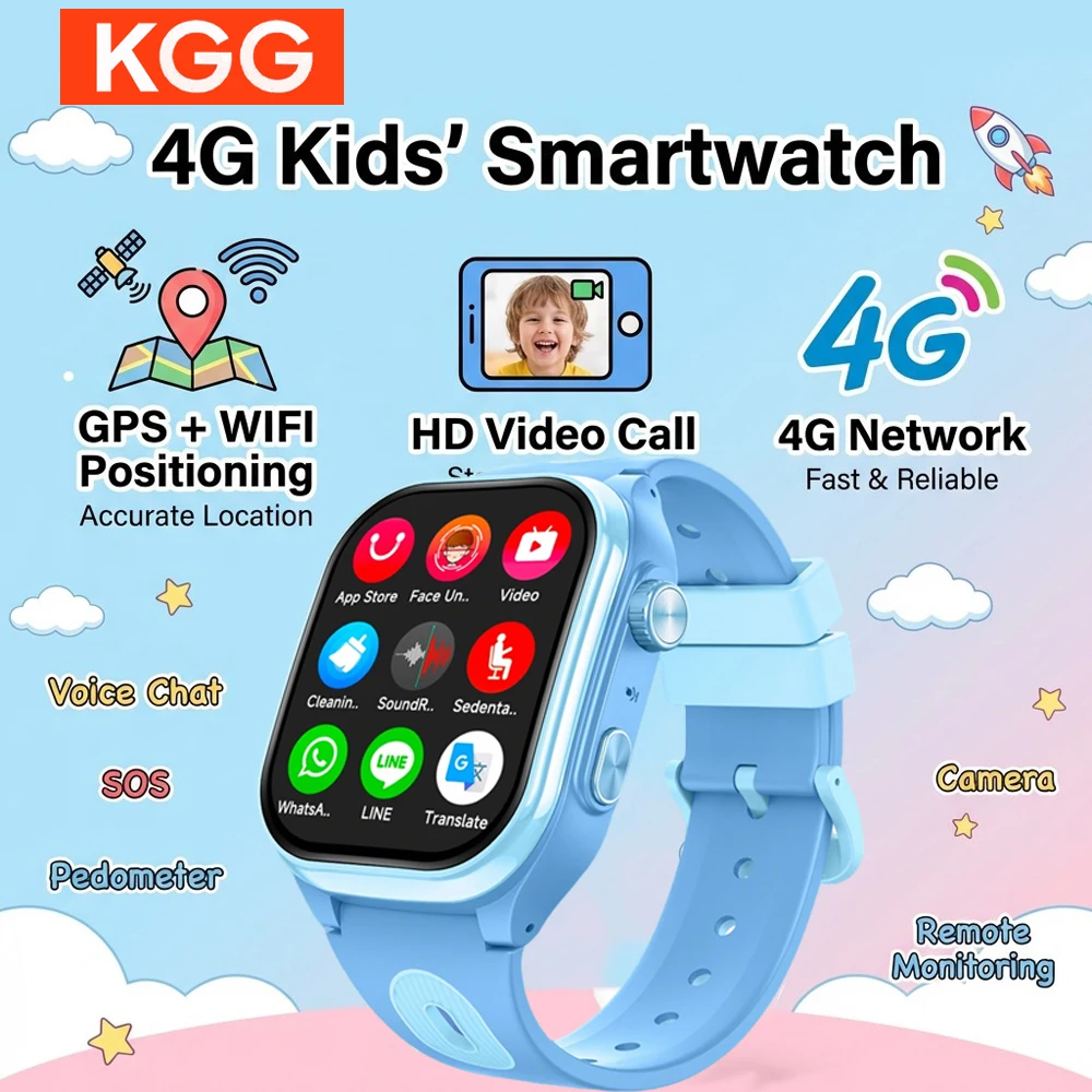 

Детские умные часы с 4G, GPS, Wi-Fi, видеозвонками, загрузкой приложений, SOS, трекером местоположения, для мальчиков и девочек, подарок, 2+16 ГБ