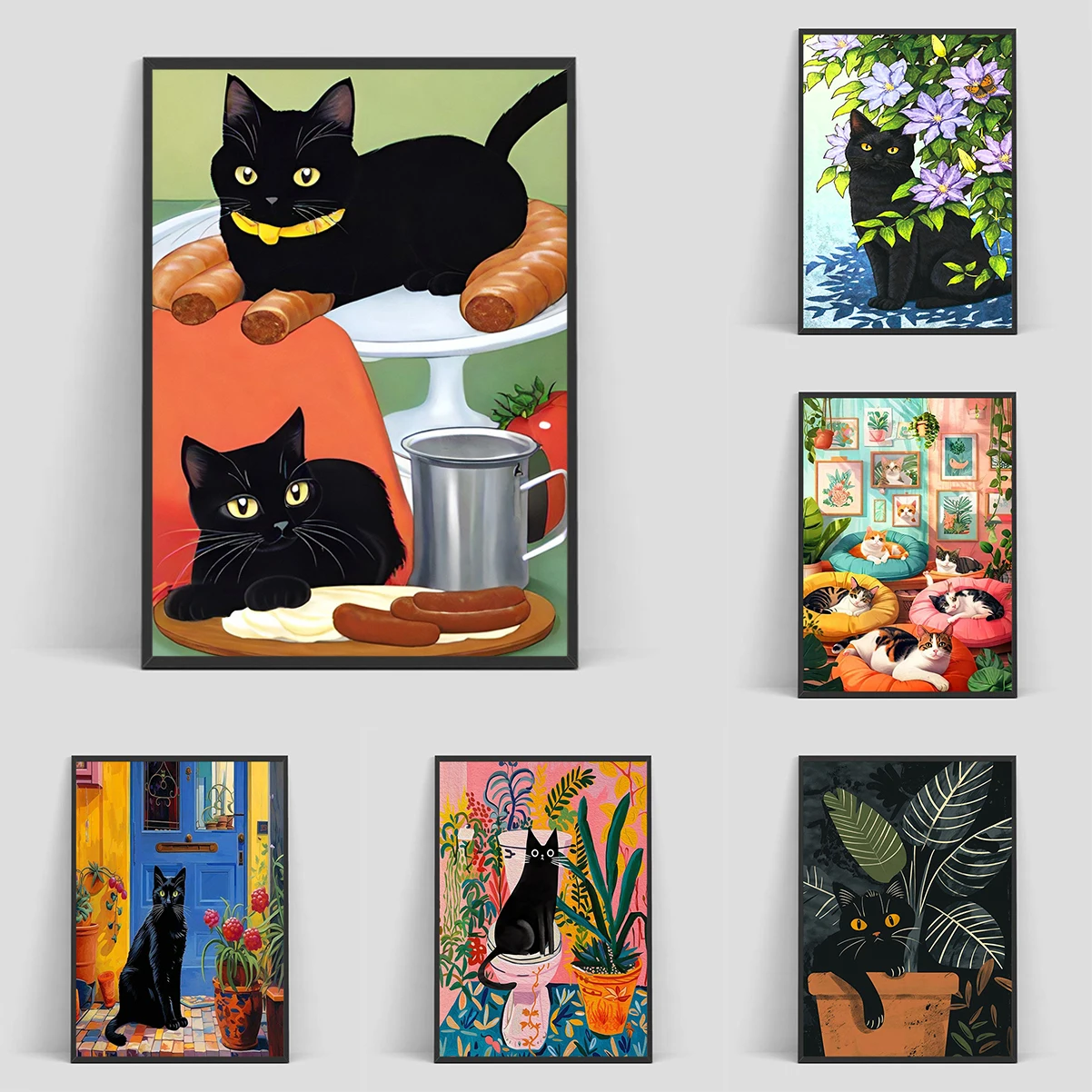 

Funny Cute Cat Posters HD art wall waterproof home living room bedroom coffee house bar aesthetic room wall decoration