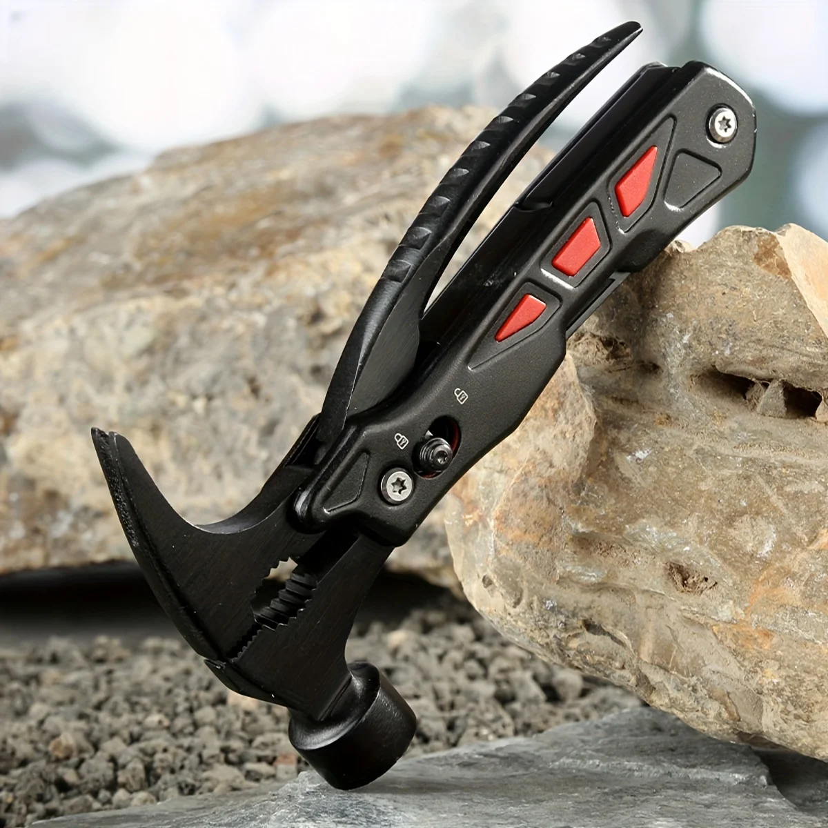 Outdoor Multi-function Claw Hammer Window Breaking Stainless Steel Multi-function Pliers Hammer Camping Ground Nail Hammer Tool