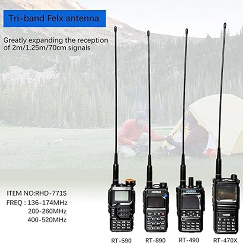 Tri-Band Flex Antenna 144//220/430Mhz for  Rt-4D Rt-470 Rt-900 Rt-470x rt-860 walkie talkie