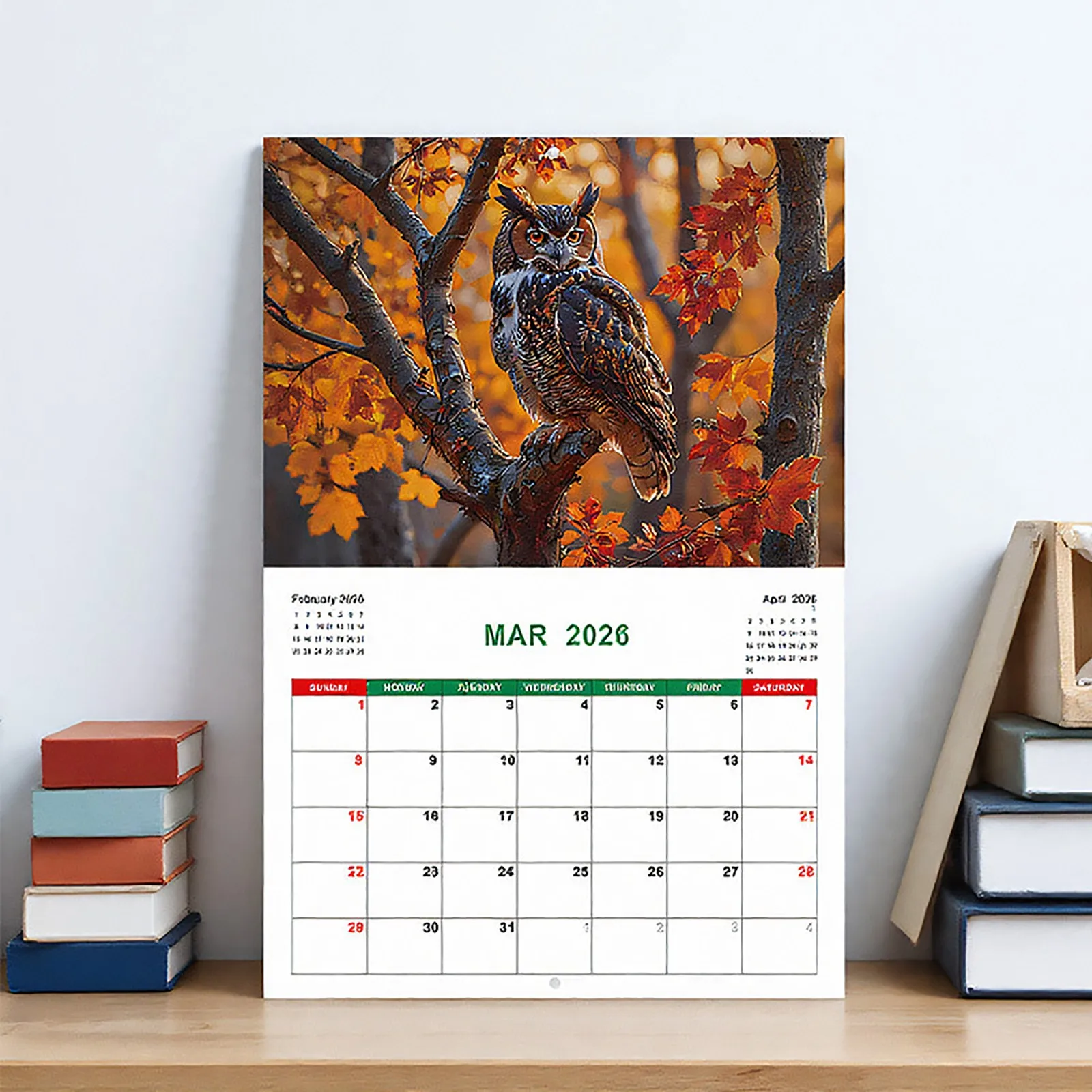 

New 2026 Calendar - 12 Month Owles Themed Wall Flip Calendar Fun Cute Home Decor For Scheduling And More