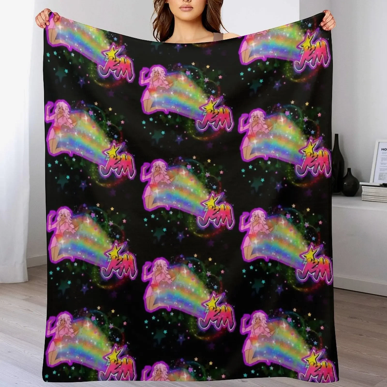

Jem and the holograms rainbow Throw Blanket Lightweight Warm Blanket for Travel Camping