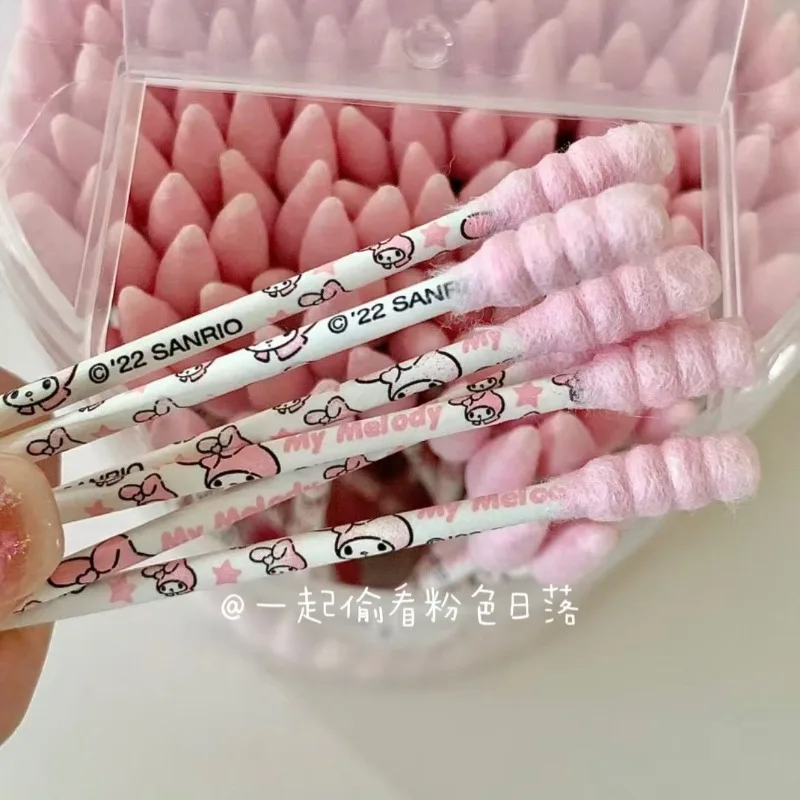 Hello Kitty, Sanrio, Kuromi cotton swab, disposable hygiene, high beauty makeup, spiral cleaning, ear cleaning, cute and cute