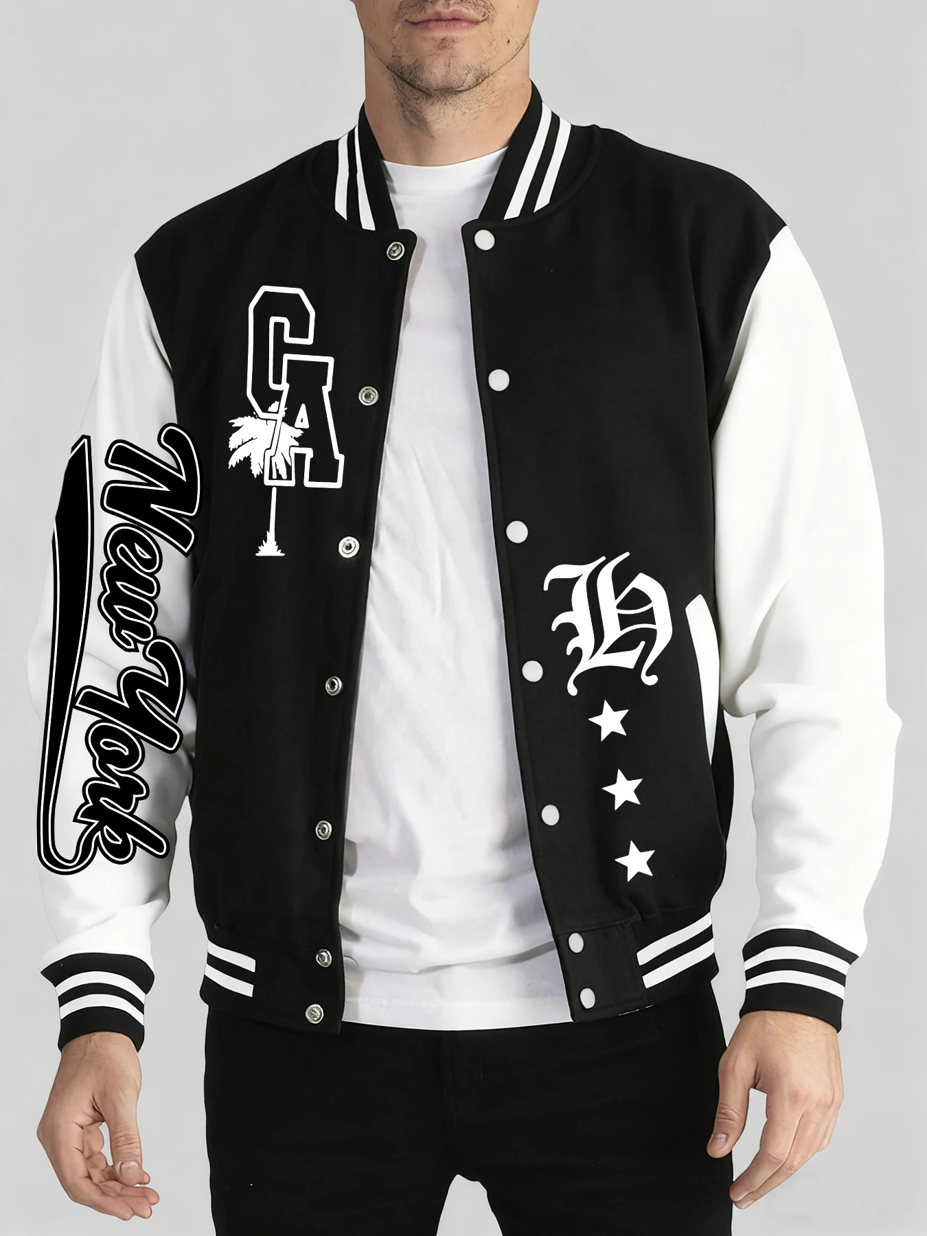 

Калифорния, художественная одежда с буквенным узором, мужская осенне-зимняя карманная бейсбольная майка, теплые спортивные куртки, модная уличная одежда