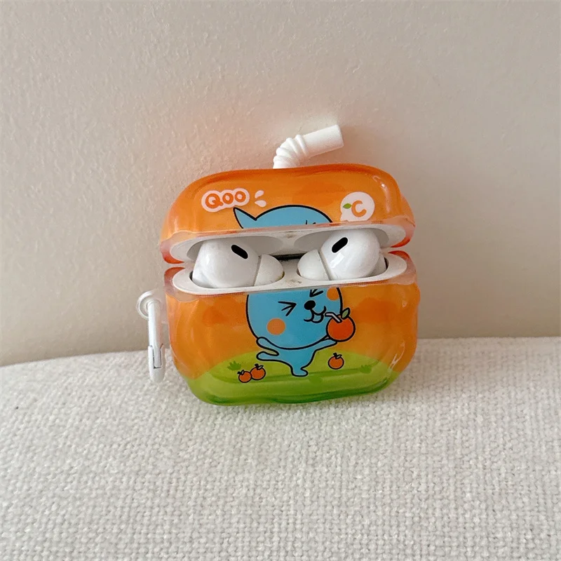Cute Water Drop Orange Juice Earphone Case For Apple Airpods Pro 3 4 2 Cover Silicone Headphone Case For Airpod 4 Headset Funda - view 4