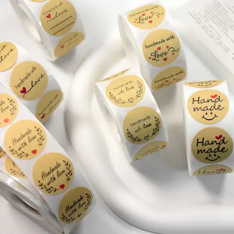 500PCS/Roll 서명 크래프트 종이 감사합니다 스티커 장식 베이킹 웨딩 생일 파티 선물 씰링 스티커에 적합 Best5