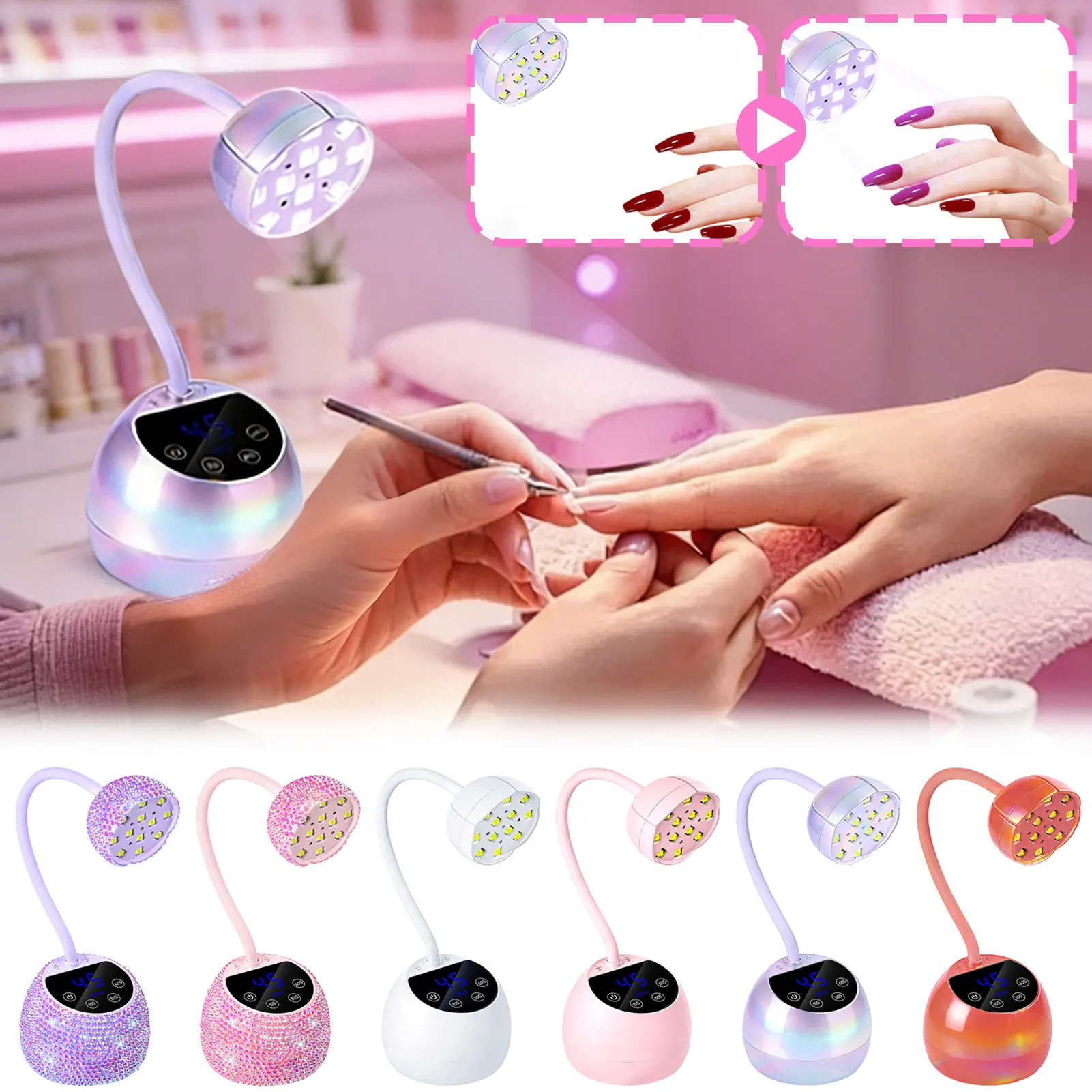 Mini UV Nail Art Lamp Travel Salon Quality Gel Polish Quick Dry Nail Dryer Smart Auto Sensor Manicure Curing DIY Nail Technician