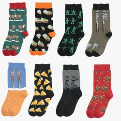 Calcetines de algodón con personalidad para hombre y mujer, medias divertidas de estilo Retro, para invierno, tiburón, pizza, Sushi, comida, perro, pato, animal, 1 par