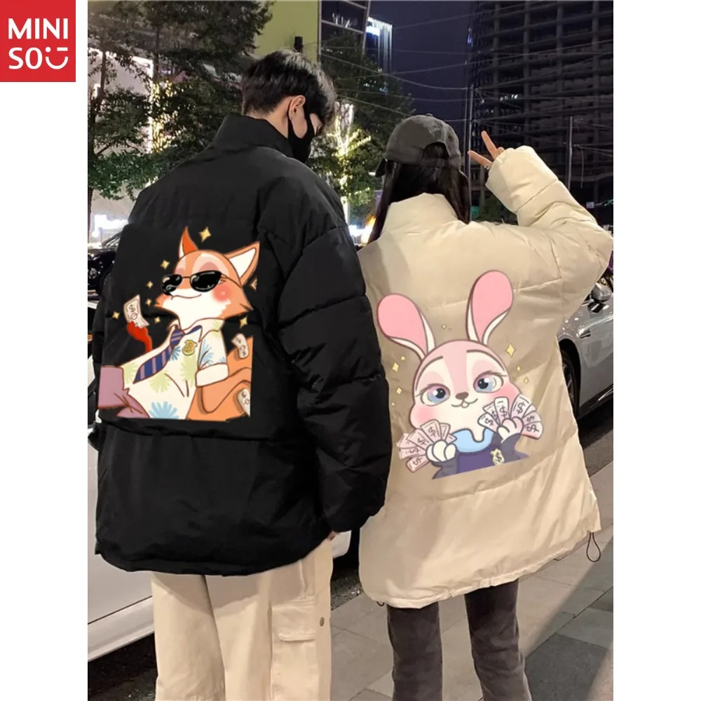 أرنب الثعلب زوجين مبطن الملابس الشتاء الرجال والنساء سترة مبطن سترة سميكة الدافئة فضفاضة كبيرة الحجم الخبز الملابس #1