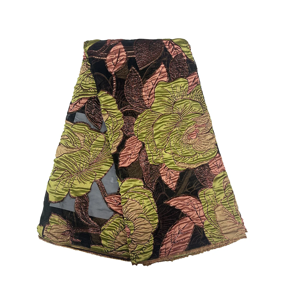 Парчовая кружевная ткань с принтом цветов и вышивкой, высокое качество, 5 ярдов, свадебные платья для женщин, африканское жаккардовое парчовое кружево