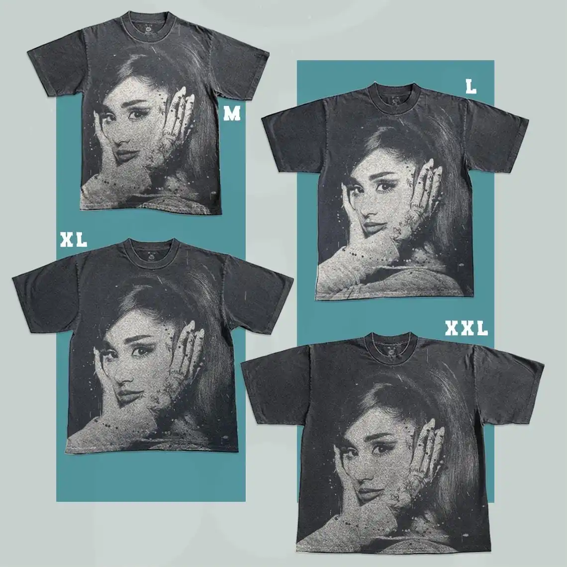 Ariana Grande Bleached T-Shirt: Handmade Spray Art Shirt Faded Black Cotton Unisex Tee Darunee
