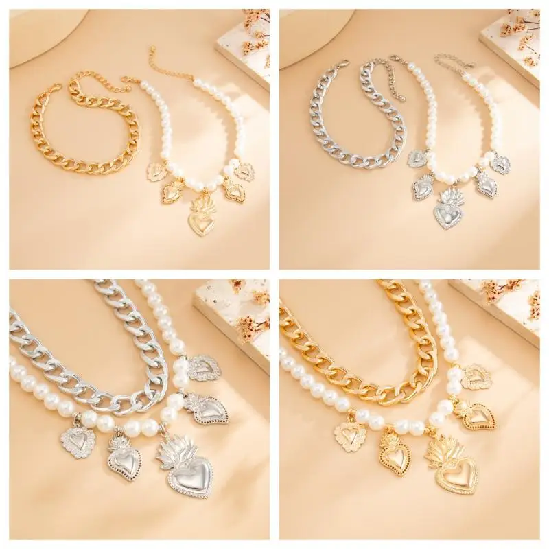 شخصية معدنية تقليد اللؤلؤ القلب سلسلة موضة القدم الكاحل شاطئ مجوهرات الحفلات للنساء فتاة القدم سوار خلخال الهدايا