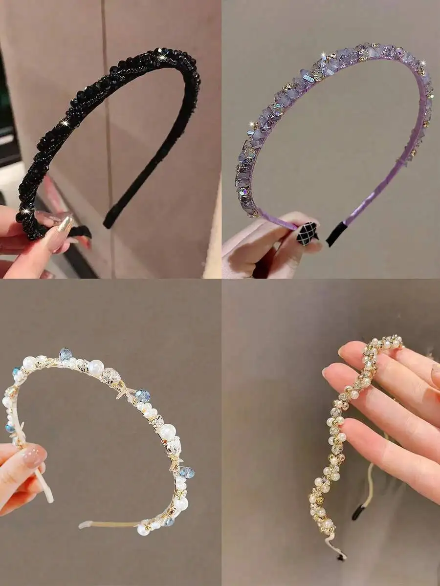 2026 New Korean Elegant Crystal Headband, Fairy Style Hair Accessories Hairband