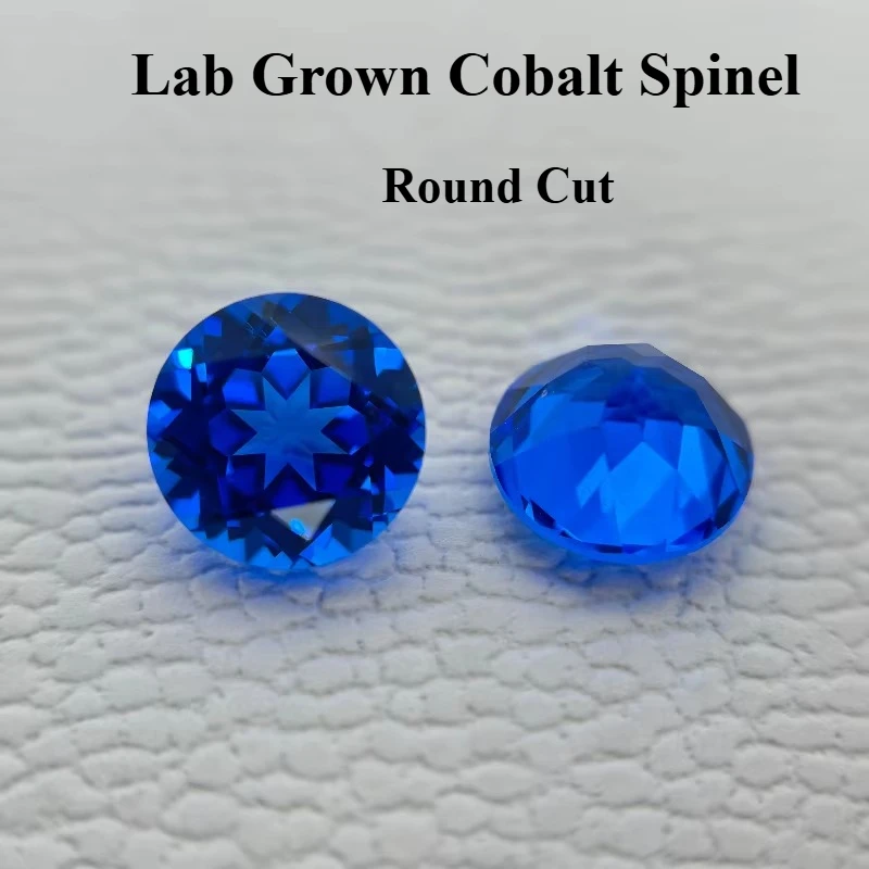 Hochwertiger, im Labor gezüchteter Cobalt-Spinell-Edelstein in runder Form für die Herstellung von Schmuck, Ringe und Anhängern – Materialien zur Auswahl, Zertifikat erhältlich. – Detail 1