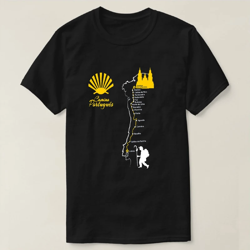 

Camino de Santiago Portugal T-Shirt New 100% Cotton Short Sleeve O-Neck Harajuku Casual Mens T-shirt Streetwear