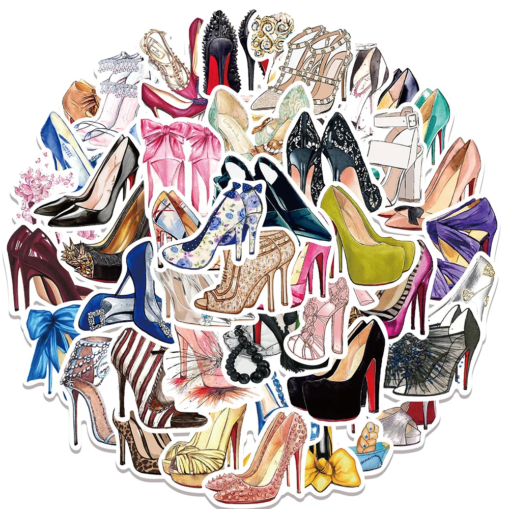 10/30/50pcs Fashion Princess High Heels Graffiti Stickers Cartoon Decals Laptop Phone Diary Notebook Decoration Sticker for Girl