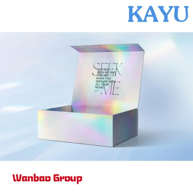 Custom  Factory Custom sliver  Holographic Packaging  Box Gift  Box paper Magnet Holographic Box