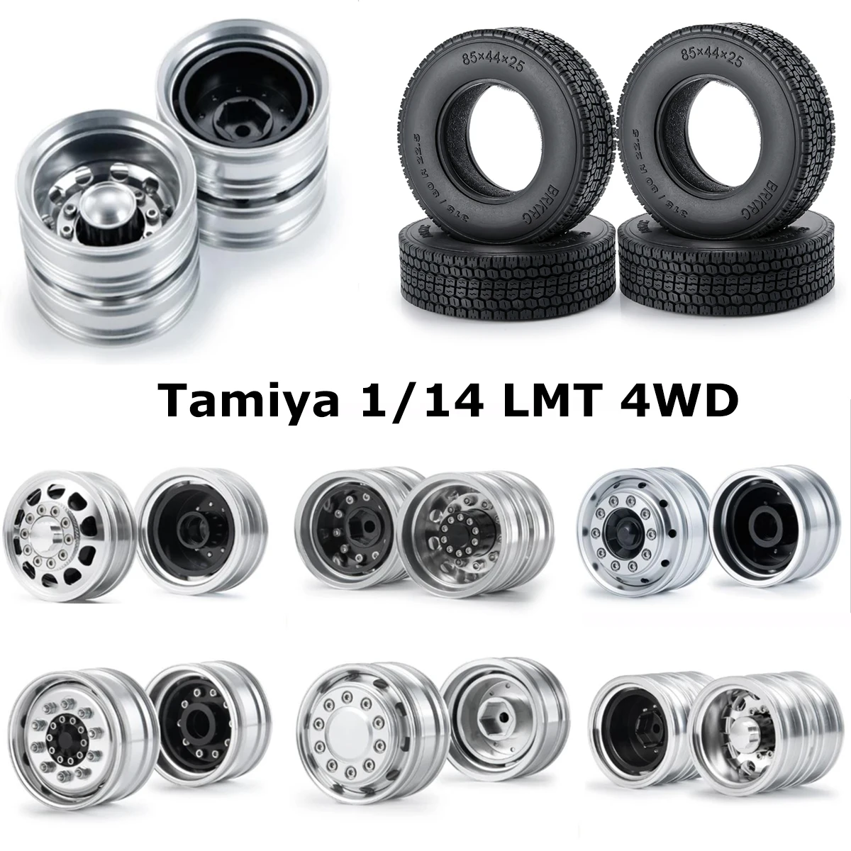 1:14 Alloy Metal Beadlock Piasty przednich/tylnych kół do Tamiya 1/14 LMT 4WD RC Tractor Trailer Cargo Truck Car Upgrade Parts