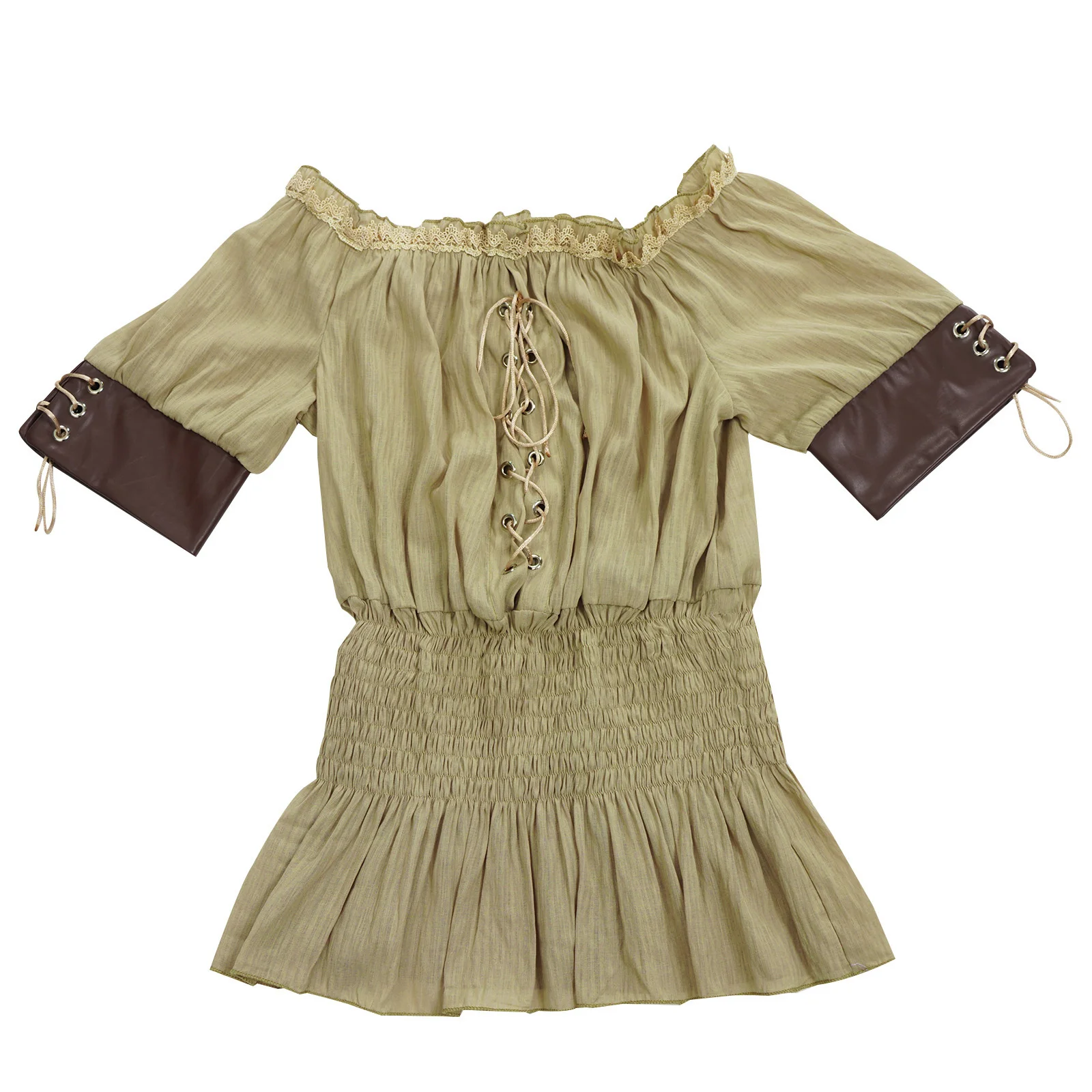 Women's Renaissance Pirate Blouse, Off Shoulder Ruffle Peplum Top, Medieval Casual Wear, Halloween Carnival Stage Cosplay Costum - view 6
