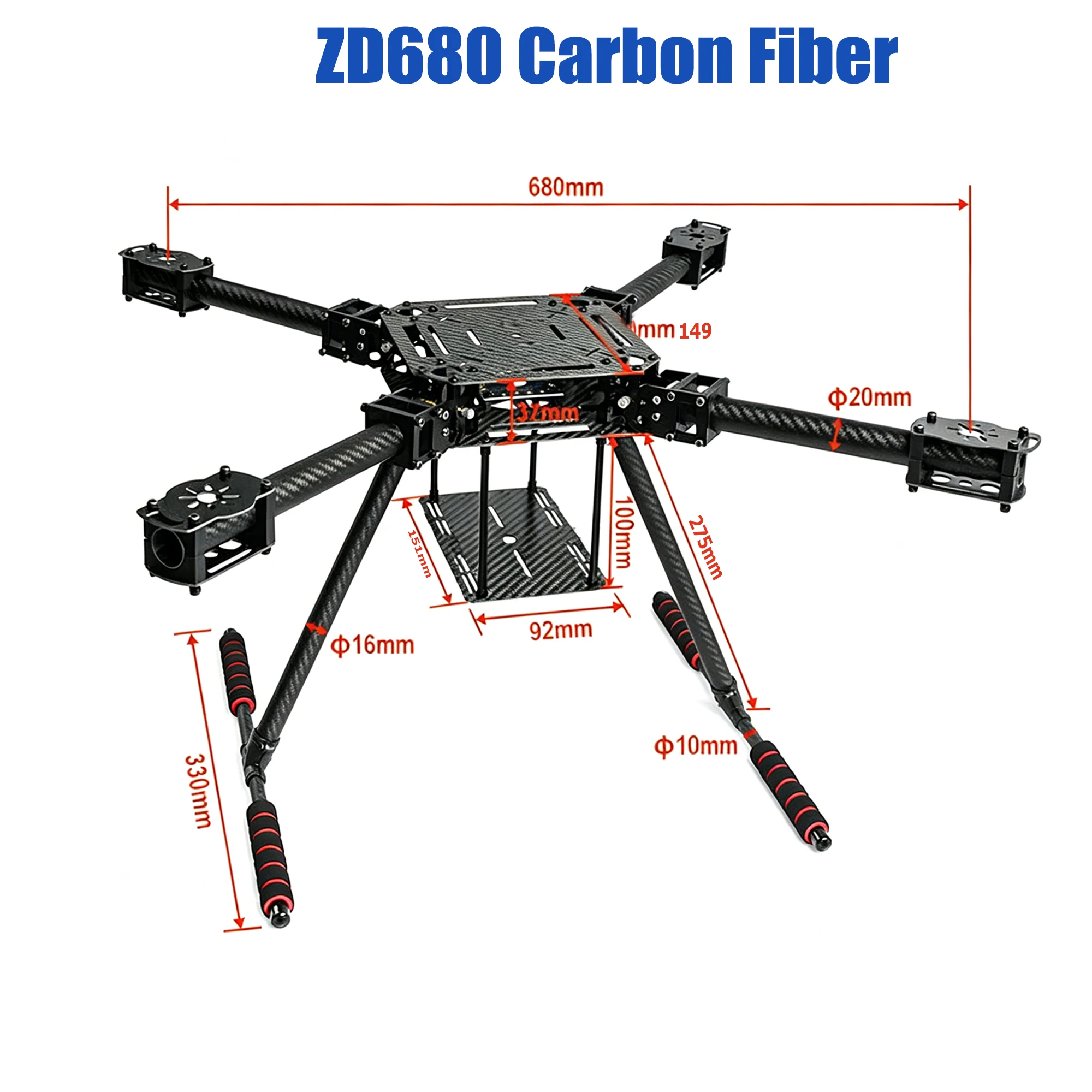 Full Carbon Fiber ZD550 550mm/ZD680 680mm Quadcopter Frame /ZD850 850mm Hexa-Rotor Frame Foldable Arm Hexacopter Frame Kit