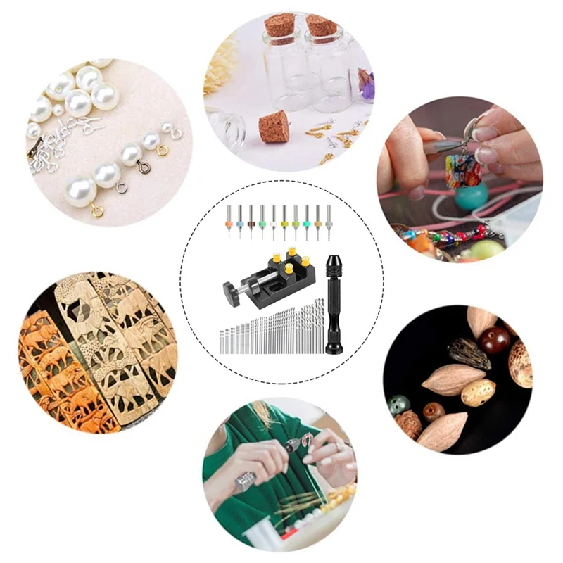 

AUAU-Hand Drill Bits Set Mini Twist Drill Bits Set Accessories Parts Pin Tools For Resin Plastic Wood Keychain Pendant Jewelry M