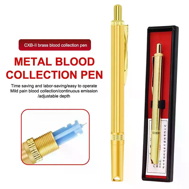 Lancets Pen Press Brass Pen Cofoe Diabetic Testing Blood Glucose Meter Test Diabetes Twist Off Blood Lancet Pen Cupping Therapy