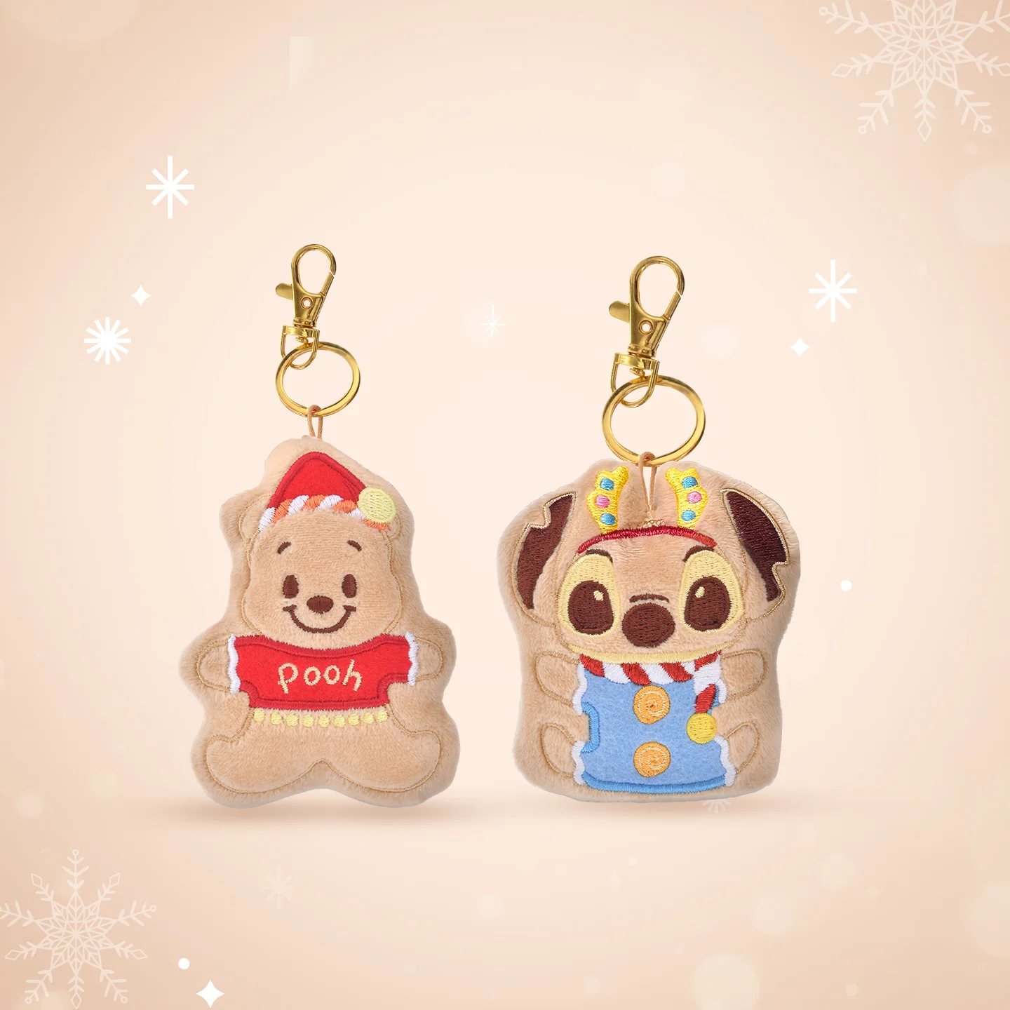 Disney Christmas Gingerbread Man Plush Keychain, Cute Holiday Decor Gift, Festive Xmas Stocking Stuffer Charm Ornament