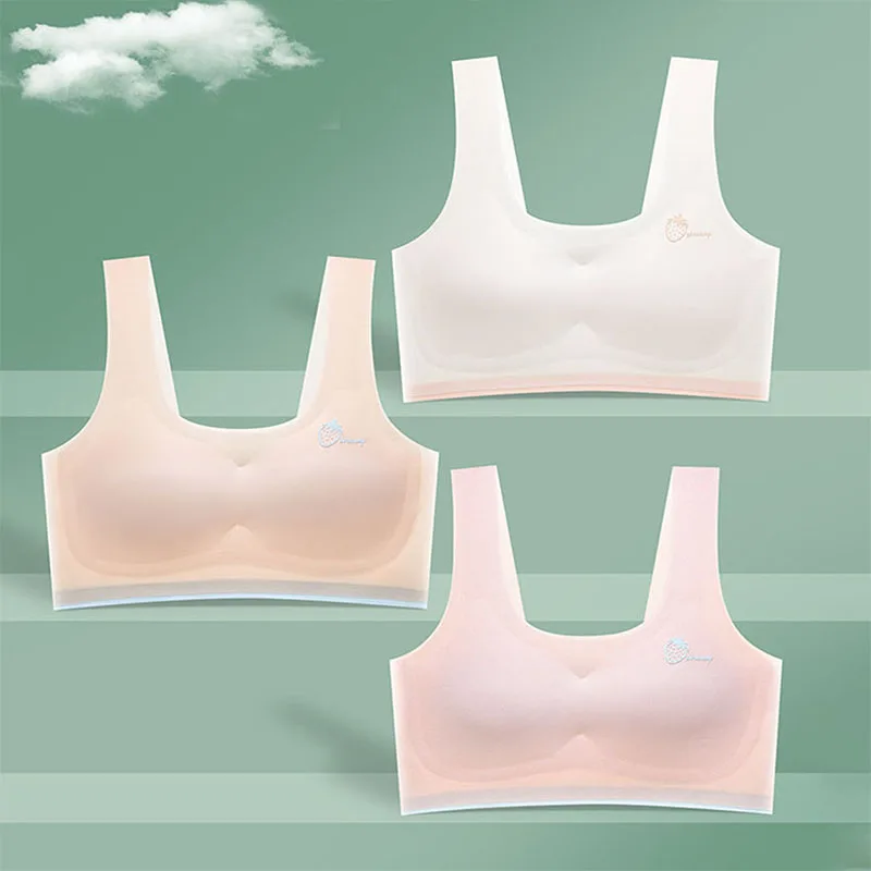 

Girls Seamless Underwear Lightweight High Stretch Cotton Vest Breathable Sweat Absorbing Comfortable Underwire Bra