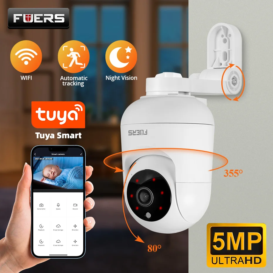 fuers tuya wi fi kit monitor interno sistema de seguranca cctv armazenamento em nuvem micro alarme aviso adesivo p162 5mp 01