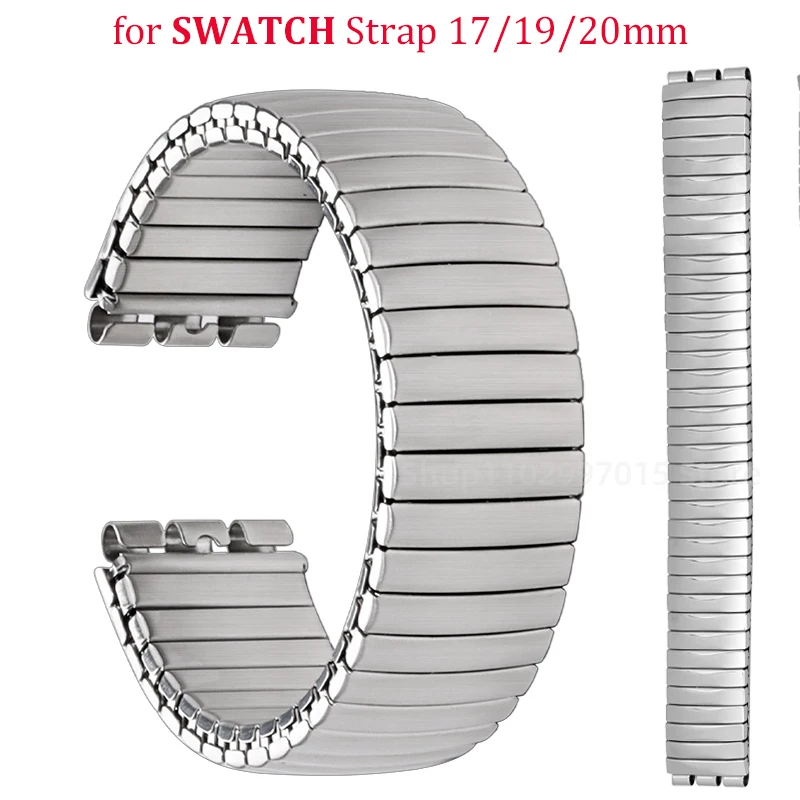 Elastic Watch Band for Swatch 17mm 20mm Stretch Expansion Stainless Steel Strap Replacement Wrist Bracelet Men Women Accessories