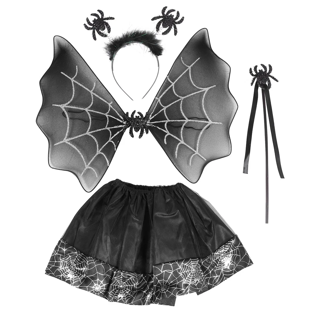 4-delige vleermuis-hoofdbandset, kostuumaccessoires, danskleding voor rok, chique